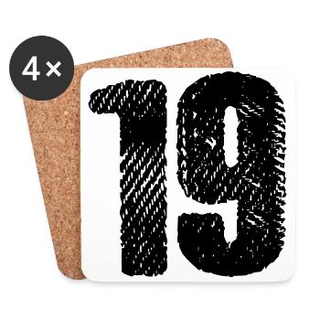 19 number jersey - Coasters (set of 4) - white - Front