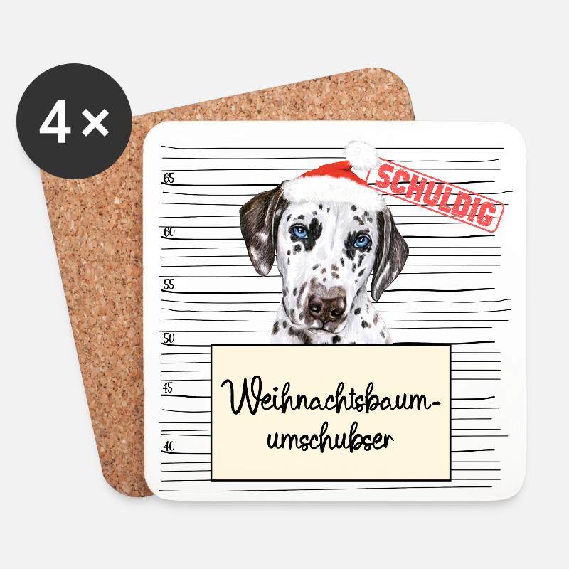 Weihnachtsbaum Umschubser Dalmatiner - Untersetzer (4er-Set) - Weiß
