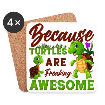 Amoureux des tortues Animal de compagnie - Dessous de verre (lot de 4) - blanc - Devant
