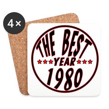 THE BEST YEAR 1980 - Dessous de verre (lot de 4) - blanc - Devant