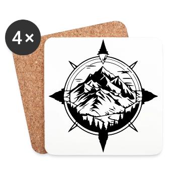 Kompass Berge Travel Symbol - Untersetzer (4er-Set) - Weiß - Vorne