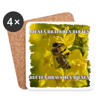 Bienen und Blüten sind miteinander verbunden - Untersetzer (4er-Set) - Weiß - Vorne