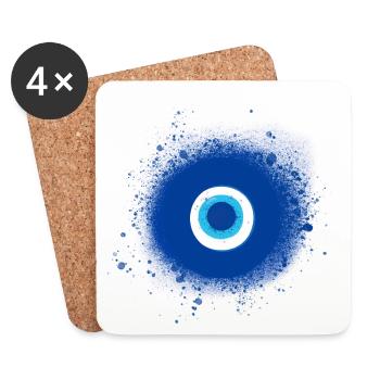 Eye,Blue Eye,Evil Eye,Nazar,Fatima - Coasters (set of 4) - white - Front