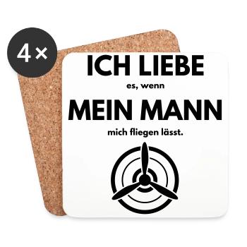 Ich liebe es wenn mein Mann mich fliegen lässt - Untersetzer (4er-Set) - Weiß - Vorne
