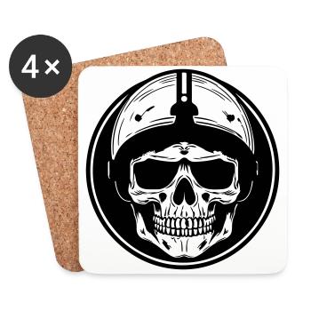 Biker Skull - Coasters (set of 4) - white - Front