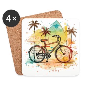 Farbenfrohe Rad geometrie Vintage Retro Style bike - Untersetzer (4er-Set) - Weiß - Vorne