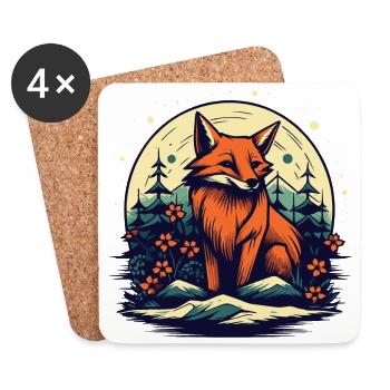 In the middle of nature is the fox - Coasters (set of 4) - white - Front