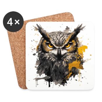 Owl Head - Untersetzer (4er-Set) - Weiß - Vorne