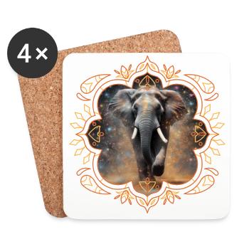 Elefant in Glitzerwolke - Untersetzer (4er-Set) - Weiß - Vorne