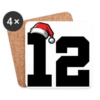 12 Zahl Weihnachten - Untersetzer (4er-Set) - Weiß - Vorne
