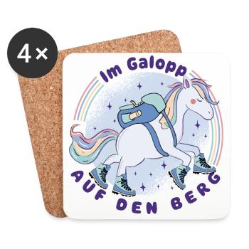 Einhorn - Im Galopp auf den Berg -Wandern mit Kids - Untersetzer (4er-Set) - Weiß - Vorne