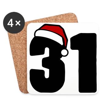 31 Numéro Noël - Dessous de verre (lot de 4) - blanc - Devant