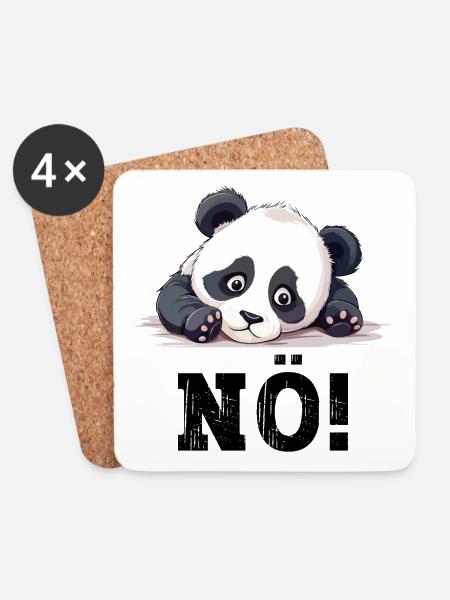 Nö Einfach Nö No Nein Panda Bär Süß Lustig Spruch - Untersetzer (4er-Set) - Weiß