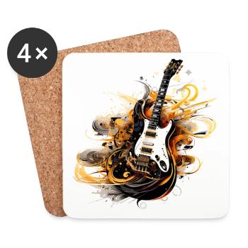 Guitare électrique Splash Guitariste Instrument de musique Rock - Dessous de verre (lot de 4) - blanc - Devant