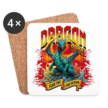 Drache Fantasie Magie Mystik Kreatur Fabel Tier - Untersetzer (4er-Set) - Weiß - Vorne