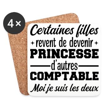 Princesse Comptable - Dessous de verre (lot de 4) - blanc - Devant