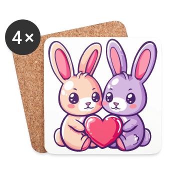 Bunny Couple In Love Easter Valentine's Day - Coasters (set of 4) - white - Front