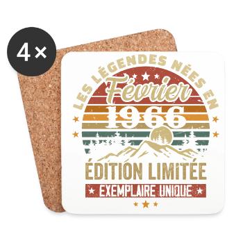 Born In February 1966 Birthday 58 Years Retro 58 - Coasters (set of 4) - white - Front