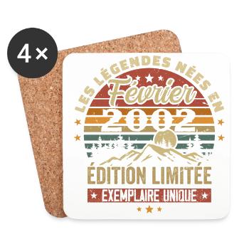 Born In February 2002 Birthday 22 Years Retro 22 - Coasters (set of 4) - white - Front