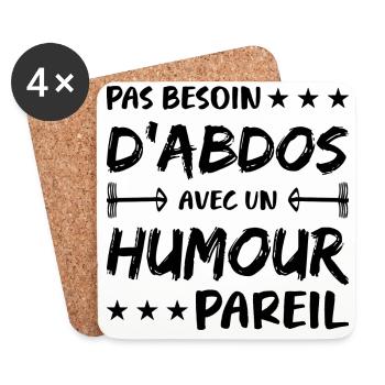 No need for abs with such a humorous body - Coasters (set of 4) - white - Front
