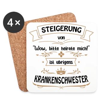 Krankenschwester ist unschlagbar! - Untersetzer (4er-Set) - Weiß - Vorne