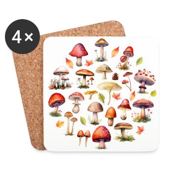 Woodland Mushroom Collection for Nature Lovers - Coasters (set of 4) - white - Front