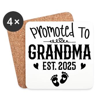Promoted To Grandma 2025 New Grandma Grandmother - Coasters (set of 4) - white - Front