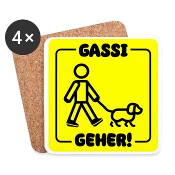 Gassi Gehen Hund - Untersetzer (4er-Set) - Weiß - Vorne