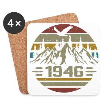 Né en 1946 Original Retro 1946 Cadeau Anniversaire - Dessous de verre (lot de 4) - blanc - Devant