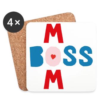 Mom ist die Familienchefin - Untersetzer (4er-Set) - Weiß - Vorne