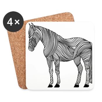 Linien Kunst Pferd #horse - Untersetzer (4er-Set) - Weiß - Vorne