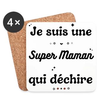 Super-Mama, die rockt - Untersetzer (4er-Set) - Weiß - Vorne