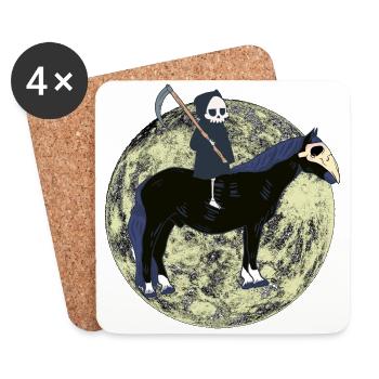 Grim Reaper Horror Halloween Moon - Coasters (set of 4) - white - Front