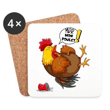 Le Poulet Cartoon Mort de rire (mdr) - Dessous de verre (lot de 4) - blanc - Devant