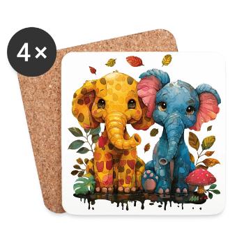 Herzige Elefantenfreunde für kleine Tierliebhaber - Untersetzer (4er-Set) - Weiß - Vorne