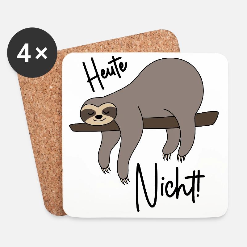 Faultier - Heute nicht - Untersetzer (4er-Set) - Weiß