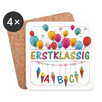 Erstklassig Schultüten ABC Luftballons - Untersetzer (4er-Set) - Weiß - Vorne
