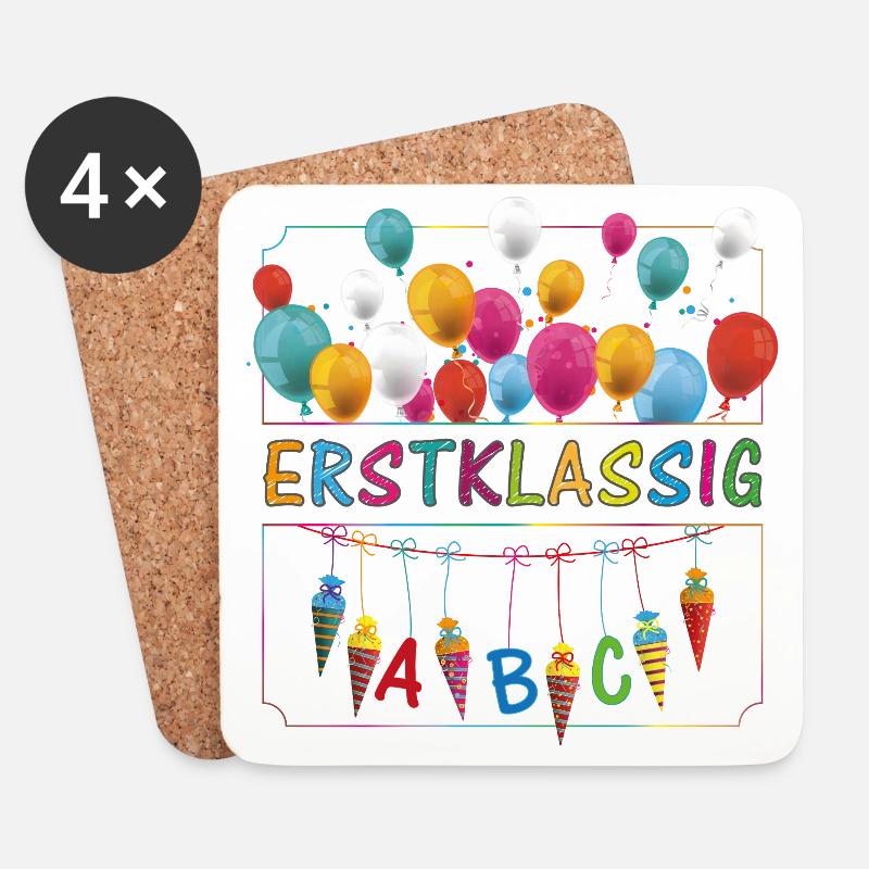 Erstklassig Schultüten ABC Luftballons - Untersetzer (4er-Set) - Weiß