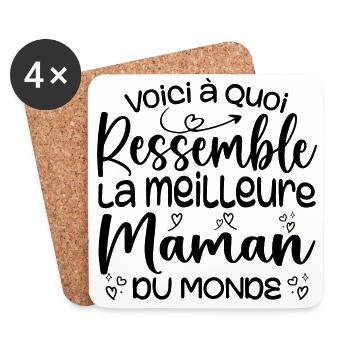 Cadeau Meilleure Maman du Monde Cadeau Super Maman - Dessous de verre (lot de 4) - blanc - Devant