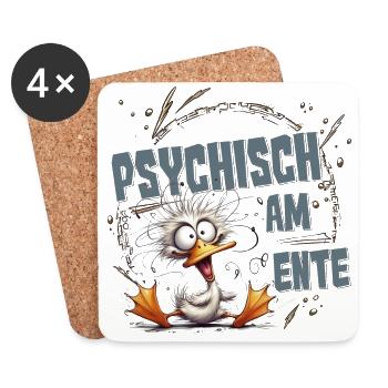 psychisch am ente lustige Sprüche Ente Wortwitz - Untersetzer (4er-Set) - Weiß - Vorne