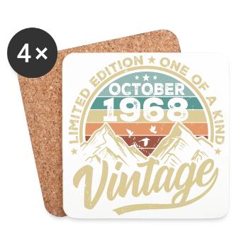 Octobre 1968 Anniversaire 1968 Né en octobre 1968 - Dessous de verre (lot de 4) - blanc - Devant
