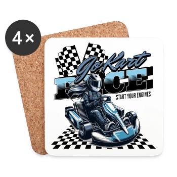 Go Kart Race Kartrennen - Untersetzer (4er-Set) - Weiß - Vorne