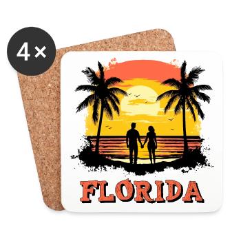 Floride États-Unis Miami Amérique Été Palmiers Plage - Dessous de verre (lot de 4) - blanc - Devant