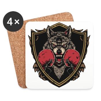 Wolf Boxer MMA Logo - Untersetzer (4er-Set) - Weiß - Vorne