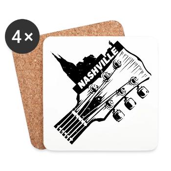 Nashville Tennessee États-Unis Guitare Skyline Musique - Dessous de verre (lot de 4) - blanc - Devant