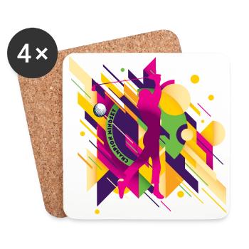 Golf & Kunst ⛳ Abstrakte Golferin in Pink - Untersetzer (4er-Set) - Weiß - Vorne