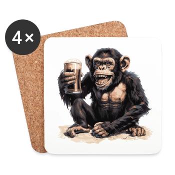 Monkey Beer Funny - Coasters (set of 4) - white - Front