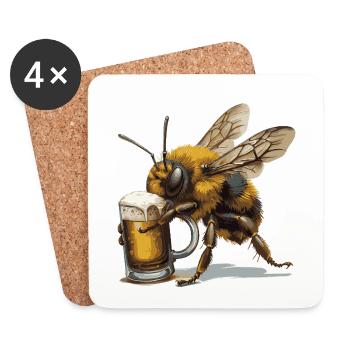 Bee Beer Funny - Coasters (set of 4) - white - Front