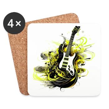 Guitare électrique Guitare Guitariste Instrument de musique Rock - Dessous de verre (lot de 4) - blanc - Devant