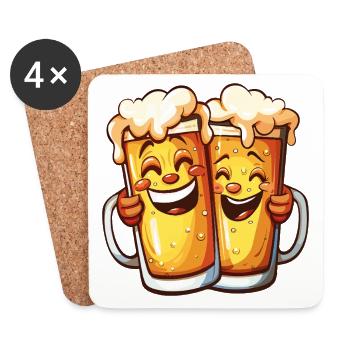 Beer Funny Beer Mugs Laughing Drinking Alcohol Humor - Coasters (set of 4) - white - Front